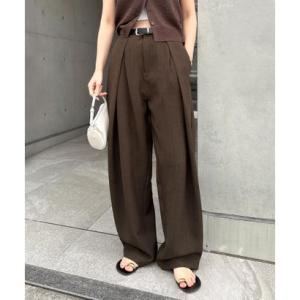 アンドミー andme ツイル ディープ タック コクーンパンツ （ブラウン）