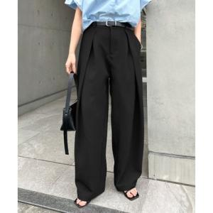 アンドミー andme ツイル ディープ タック コクーンパンツ （ブラック）