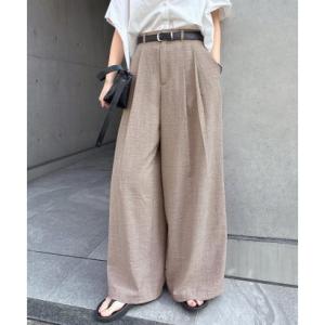 アンドミー andme タック ワイドパンツ （ベージュ）