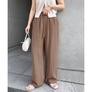 アンドミー andme リネンブレンド イージー ワイド パンツ （モカブラウン）