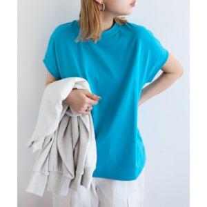 アンドミー andme USAコットン 汗染み防止加工 フレンチスリーブ Tシャツ （ターコイズブル...