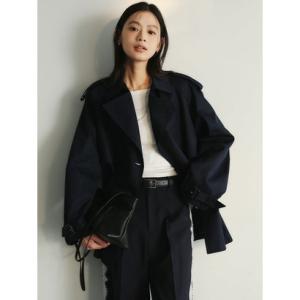 【ブランド&洗濯表示タグ付き】AnuansハーフオーバートレンチコートNAVY anuans（アニュアンス） ハーフオーバートレンチコート （NAVY