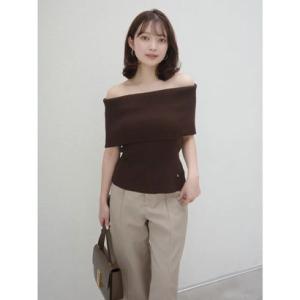アニュアンス anuans ソフトフィットオフショルニットトップス （BROWN）