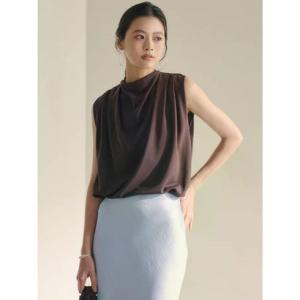 アニュアンス anuans トリアセギャザードレープカットトップス （BROWN）