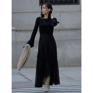 anuans アニュアンス ピンタックデザインフレアワンピース （ICE GREY