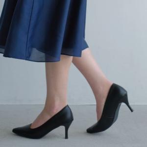 アクアガレージ aquagarage 【累計42万足突破！】 走れるパンプス 痛くない 7センチヒール ポインテッドトゥ （ブラックスムース）