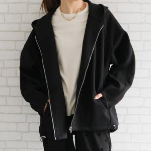 アクアガレージ aquagarage ダンボールニットZIPパーカー レディース 春 秋 冬 （ブラック）