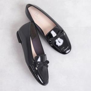 アルテミス バイ ダイアナ artemis by DIANA 【片足140g】軽量 グログランリボン スクエアトゥローファー （黒人工エナメル）