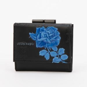 アルセラピィ artherapie フィセルローズ三つ折りがま口ミニウォレット （ブラック×ブルー）