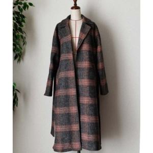 アルゴトウキョウ ARGO TOKYO Wool Large Check Gown Coat 21110 ウールラージチェックガウンコート （レッド）｜locondo-shopping