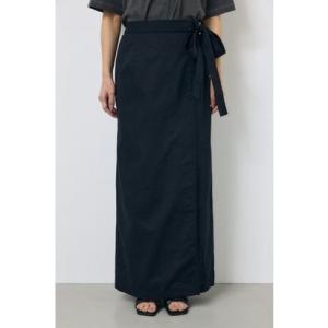 ソフトリネンラップスカート BLK