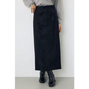 フェイクレザー/スエードパネル切替タイトスカート M/BLK7