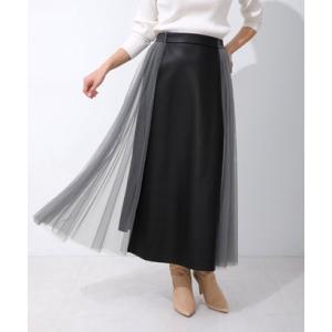 ブージュルード Bou Jeloud レザードッキングフレアスカート （BLACK）