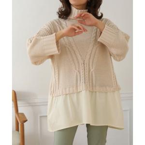 ブージュルード Bou Jeloud レイヤード風ニットチュニック （OFFWHITE）