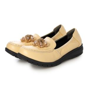 ブランコワール Balancoire 【日本製】【本革】ビジューコサージュローファー （イエロー）