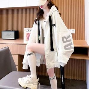 ベルシー Belle Cie 羽織り ジャケット パーカー ブルゾン スウェット アウター 秋冬 レディース 韓国ファッション 楽 ロゴ フード付き