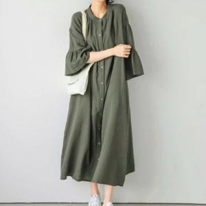 ベルシー Belle Cie シャツ ロングワンピース シャツワンピース 前開き 羽織り 無地 レディース 韓国ファッション ナチュラル 楽ちん 体型