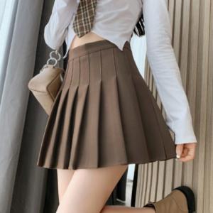 ベルシー Belle Cie レディース プリーツスカート ミニ丈 韓国ファッション ハイウエスト Aライン 制服風 可愛い 白 ホワイト 春夏 秋冬