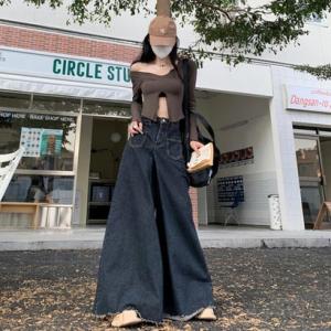 ベルシー Belle Cie ワイドパンツ ファットパンツ デニム レディース フレアパンツ ボトムス ボトム スタイルアップ かっこいい セクシー