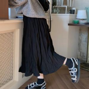 ベルシー Belle Cie ロングスカート フレアスカート レディース ワッシャー スカート ロング プリーツスカート プリーツ 加工 シワ感 ドレ