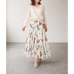ベルシー Belle Cie スカート ロング 花柄 フレアスカート シフォン ふわふわ シフォンスカート ロングスカート ふんわり かわいい お洒落