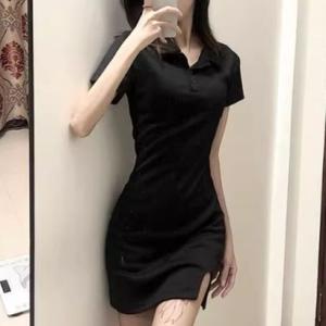 ベルシー Belle Cie ワンピース ミニワンピ ミニ ポロシャツ タイト スカート 春夏 レディース 韓国ファッション スリット シンプル モノ