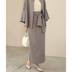 バブ Bab 【オケージョンドレス/結婚式/2サイズ展開/SET ITEM/インナー付き/裏地付き】リボンセットIラインスカート （GRAY）