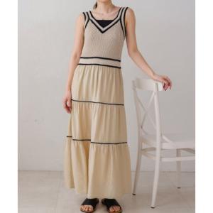 バブ Bab ニットドッキングティアードワンピース （BEIGE）