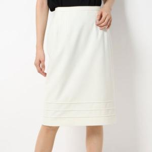 バゼーヌ BAZAINE 裾ピンタック タイト スカート （ホワイト）