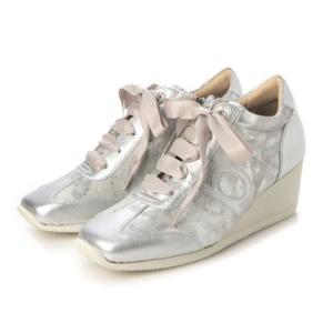 ビューフォート BeauFort スクエアトゥ軽量ウエッジスニーカー （シルバーコンビ）