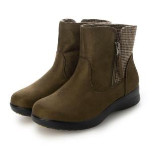 ビュース beauth 防滑・防水・あったか・幅広ショートブーツ （カーキ）