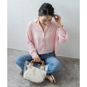 ボンジュールサガン BONJOUR SAGAN 金釦シャイニーシアーショート丈シャツ （LIGHT-...