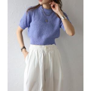 ボンジュールサガン BONJOUR SAGAN ショート丈ブークレニットプルオーバー （BLUE-L...
