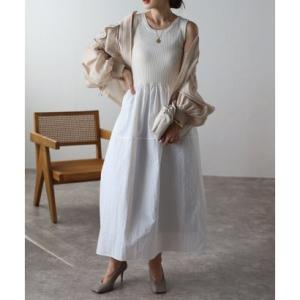 ボンジュールサガン BONJOUR SAGAN ニットコンビコクーンワンピース （IVORY）