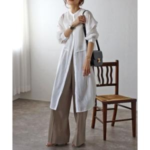ボンジュールサガン BONJOUR SAGAN バンドカラーデザインシャツワンピース （OFF-WHITE）