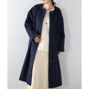 ボンジュールサガン BONJOUR SAGAN パイピングシャギーロングコート （NAVY）