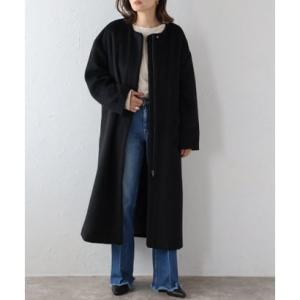 ボンジュールサガン BONJOUR SAGAN パイピングシャギーロングコート （BLACK）