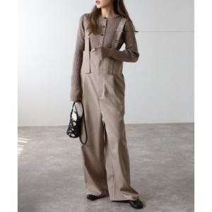 ボンジュールサガン BONJOUR SAGAN ハイウエストワイドサロペット （BEIGE）
