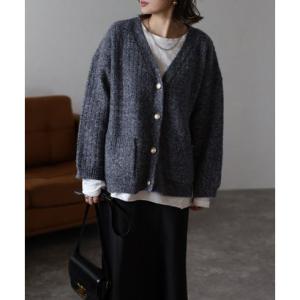 ボンジュールサガン BONJOUR SAGAN ツイードニットVネックカーディガン （CHARCOA...