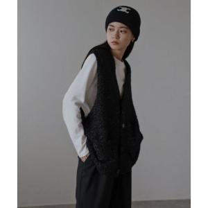 ボンジュールサガン BONJOUR SAGAN glitter shaggy black butto...