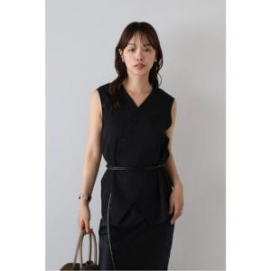 ボンジュールサガン BONJOUR SAGAN asymmetry vest with belt /...