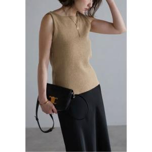 ボンジュールサガン BONJOUR SAGAN バックラインノースリニット （BEIGE）