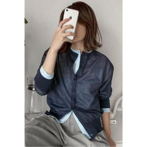 ボンジュールサガン BONJOUR SAGAN [SET]クルーネックラメシアーコンパクトカーディガン2点セット （LIGHT-BLUE×NAVY）