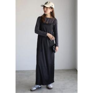 ボンジュールサガン BONJOUR SAGAN リバーシブルサテンキャミワンピース （BLACK）