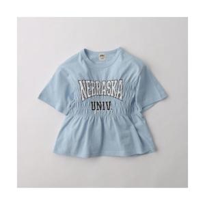 ブランシェス branshes 【WEB限定/DRC】シャーリングロゴ半袖Tシャツ （サックス）