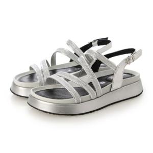 bussola ブソラ SALINA 撥水 本革グリッターストラップサンダル（SATIN MET SILVER） （Silver）
