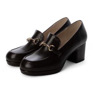 バイアシナガオジサン by あしながおじさん 厚底ビットローファーパンプス （ダークブラウン）