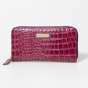 キャティフェラーリ Cathie Ferrari クロコ型押し長財布 （パープル）