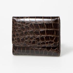 キャティフェラーリ Cathie Ferrari クロコ型押し三つ折財布 （ブラウン）