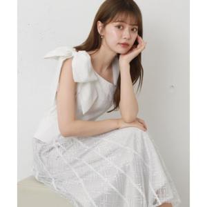 チーク Cheek ワンショルリボンラメチュールドッキングワンピース （OFF WHITE）